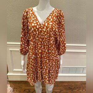 Chic Terra Cotta Geometric Mini Dress
